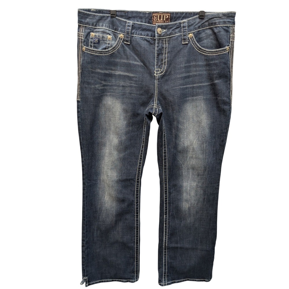 Cowgirl‎ Up Bootcut Jeans Womens 34/32 Dark Wash Embroidered Western Indigo